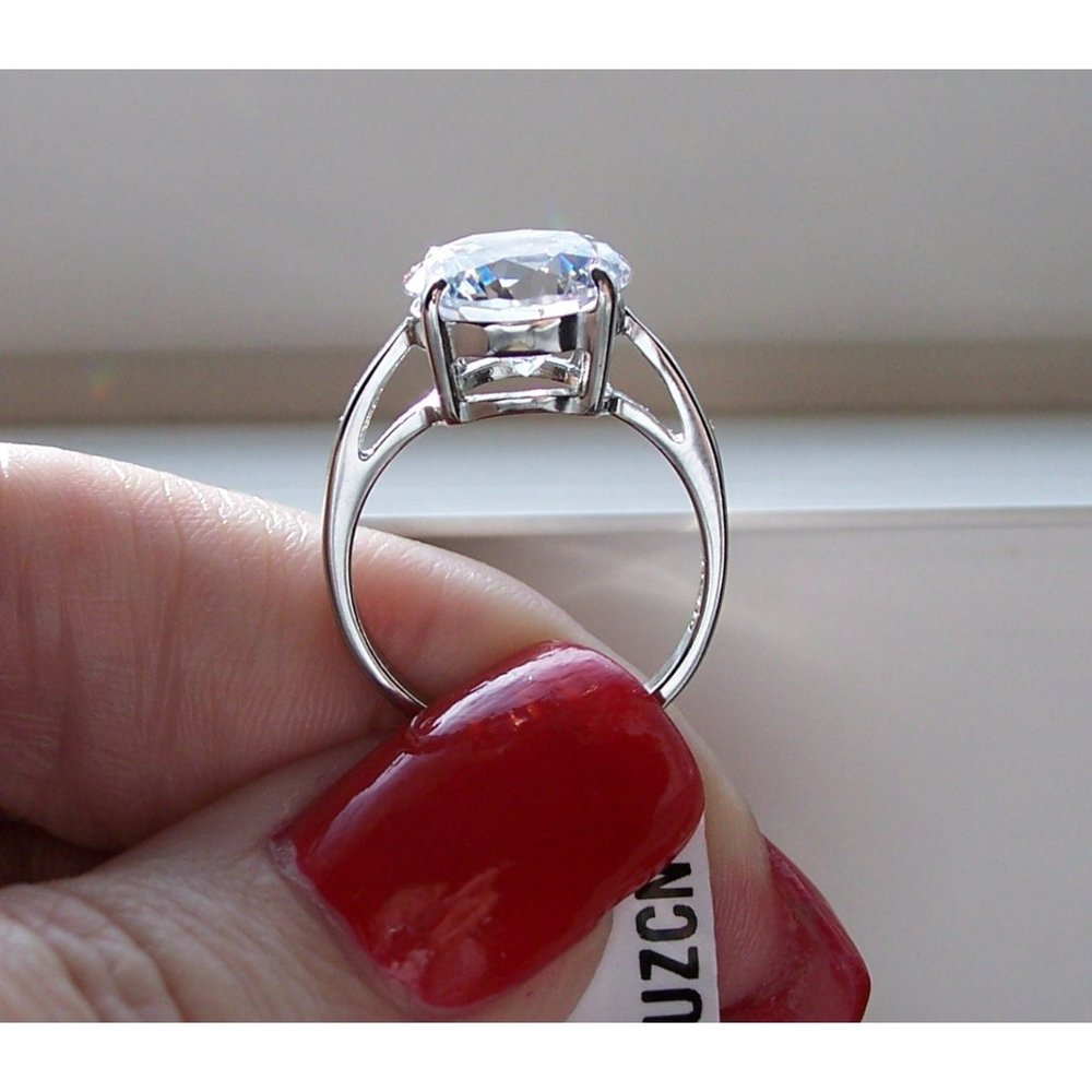 Round Cut Solitaire Ring Cubic Zirconia Stainless Steel Women's - Picture 9 of 16